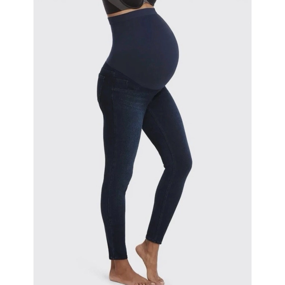 Spanx Maternity Jeans Jean-ish Leggings Women's Medium Dark Wash Blue